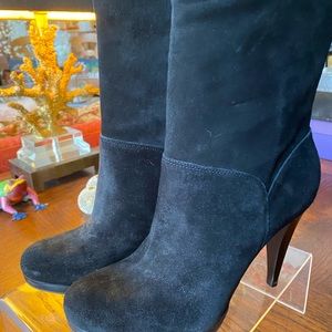 NEW Cole Haan sz8B Air Kennedy Black Suede Mid-Calf Boot w/ NIKE Air Technology